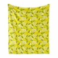 thumbnail image 1 of Spring Soft Flannel Fleece Blanket, Fresh Lemon Slices with Leaves Background Soft Fruit Summer Tasteful Design, Cozy Plush for Indoor and Outdoor Use, 60" x 80", Yellow Fern Green, by Ambesonne, 1 of 6