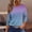 Navy gradient 3/4 sleeve tee women a1, variant on Women's Gradient Print Round Neck T Shirt Top Casual Three Quarter Sleeve Loose Fit Ombre Tee Fashion Spring Fall Clothes, Sky Blue S