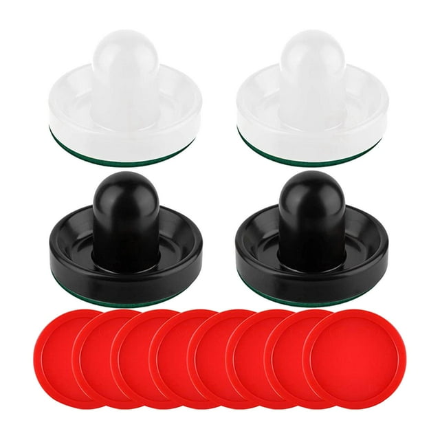 4 empujadores de Air Hockey y 8 discos estándar con fondo de fieltro verde tamaño grande 96 mm Zulema