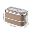 thumbnail image 2 of Double Layer Stainless Steel Lunch Box, Microwave Safe Thermal Meal Container, Multi-Compartment Design for Food Storage, Portable for Work, School, Outdoor Picnics, 2 of 6