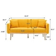 thumbnail image 2 of Convertible Futon Sofa Bed,Velvet Upholstered Loveseat Sofa with Golden Metal Legs and 2 Pillows, 65.35" Accent Sleeper Sofa for Living Room,Bedroom,Apartment Small Space,Mustand Teddy, 2 of 9