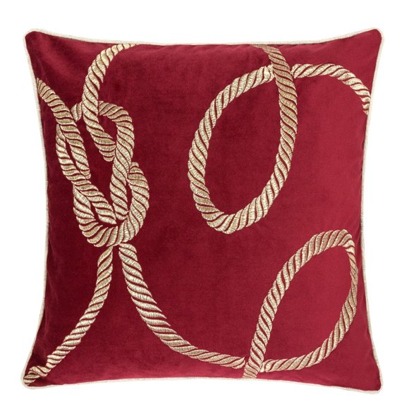 Homey COZY Housse de Coussin en Velours Rouge Brodée, Série Joyeux Noël Cadeau Nœud Luxe Douce Duveteuse COZY Chaude Slik Cadeau Coussin Carré pour Canapé Taie d'Oreiller 20 x 20 Pouces, Housse Seulement