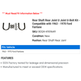 thumbnail image 2 of Rear Shaft Rear Joint U Joint U-Bolt Kit - Compatible with 1963 - 1970 Ford Fairlane 1964 1965 1966 1967 1968 1969, 2 of 2
