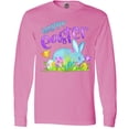thumbnail image 3 of Inktastic Happy Easter Blue Bunny and Eggs in Grass Long Sleeve T-Shirt, 3 of 5