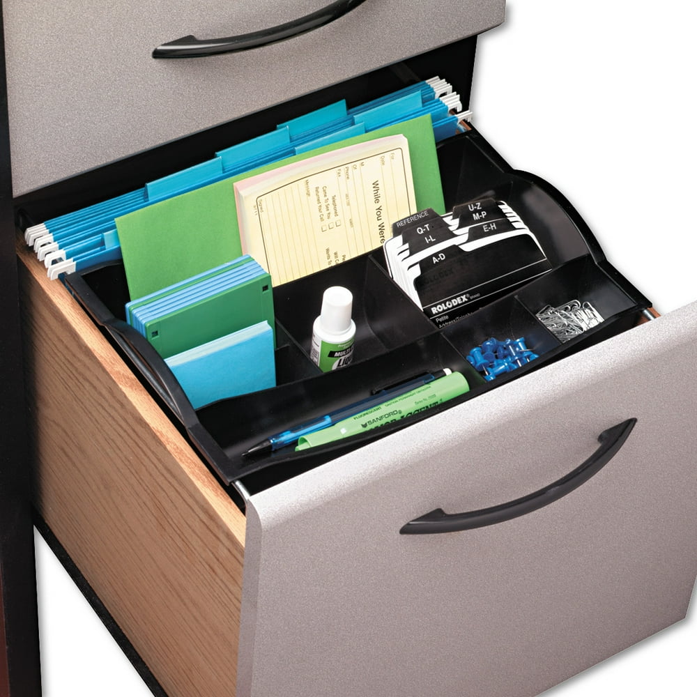 Rubbermaid Hanging Desk Drawer Organizer, Plastic, Black RUB11916ROS