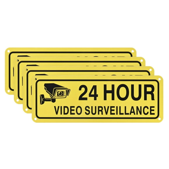 Uxcell 1-Pack Señal de Vigilancia por Video 24 Horas, 10" x 3.5" Señal de Advertencia Reflectante de Aluminio para Casa/Negocio