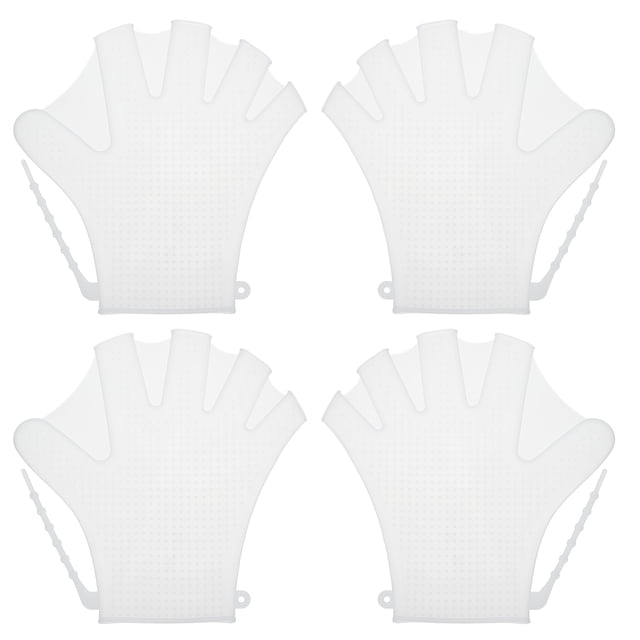 Uxcell 8 Inch Swim Gloves, 2 Set Silicone Swimming Gloves White