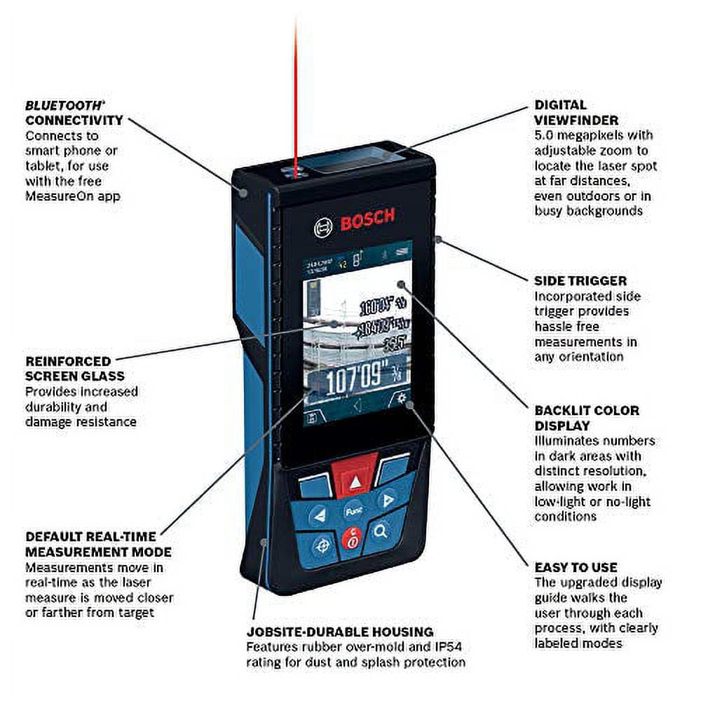 BOSCH GLM400C Blaze Outdoor 400 ft Bluetooth Connected Laser Measure with Camera and AA Batteries