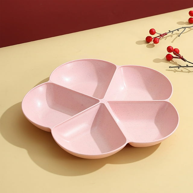 Tyidzon Wheats Straw Candy Tray Nut Snacks Fruit Tray Compartment Round Dried Fruit Tray Squares Solid Color Snacks Refreshment Tray Candy Snack Tray Organizer