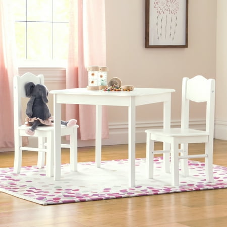 Guidecraft Classic White Table and Chairs Set: Toddler Wooden Activity Table - Dining Room  Bedroom  School and Playroom Furniture for Kids