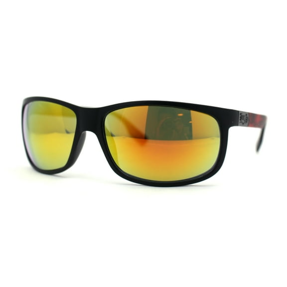 Locs Mens Color Mirror Color Smoke Arm Sport Sunglasses Black Red Orange Mirror