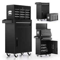 5-Drawer Rolling Tool Chest, Stainless Steel Tool Box with Brake Wheels and 4 Drawers, Black Detachable Tool Cart, Black