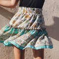 thumbnail image 3 of Falda corta con cintura elástica, falda con dobladillo con volantes para mujer, falda con dobladillo con volantes, falda con estampado floral, probada profesionalmente, 3 of 5