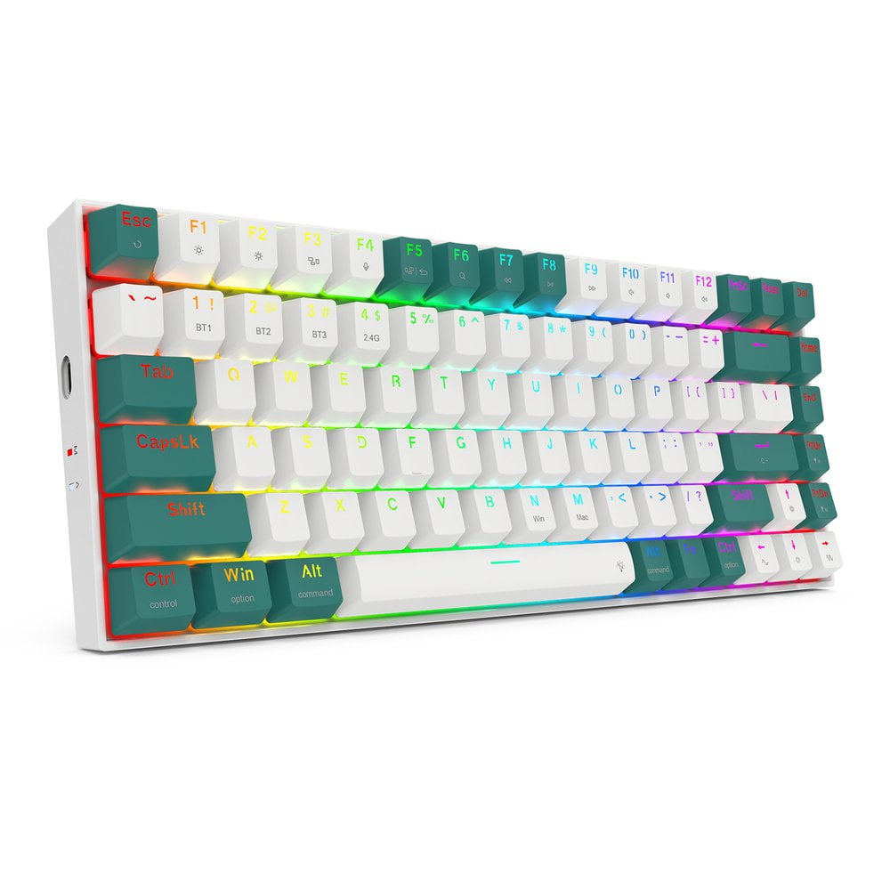 Redragon K678 Pro Singed  82% Wireless RGB Mechanical Keyboard, BT/2.4Ghz/Wired 3-Mode 61 Keys Compact Gaming Keyboard w/Hot-Swap Socket, Free-Mod Plate Mounted PCB & Linear red Switch