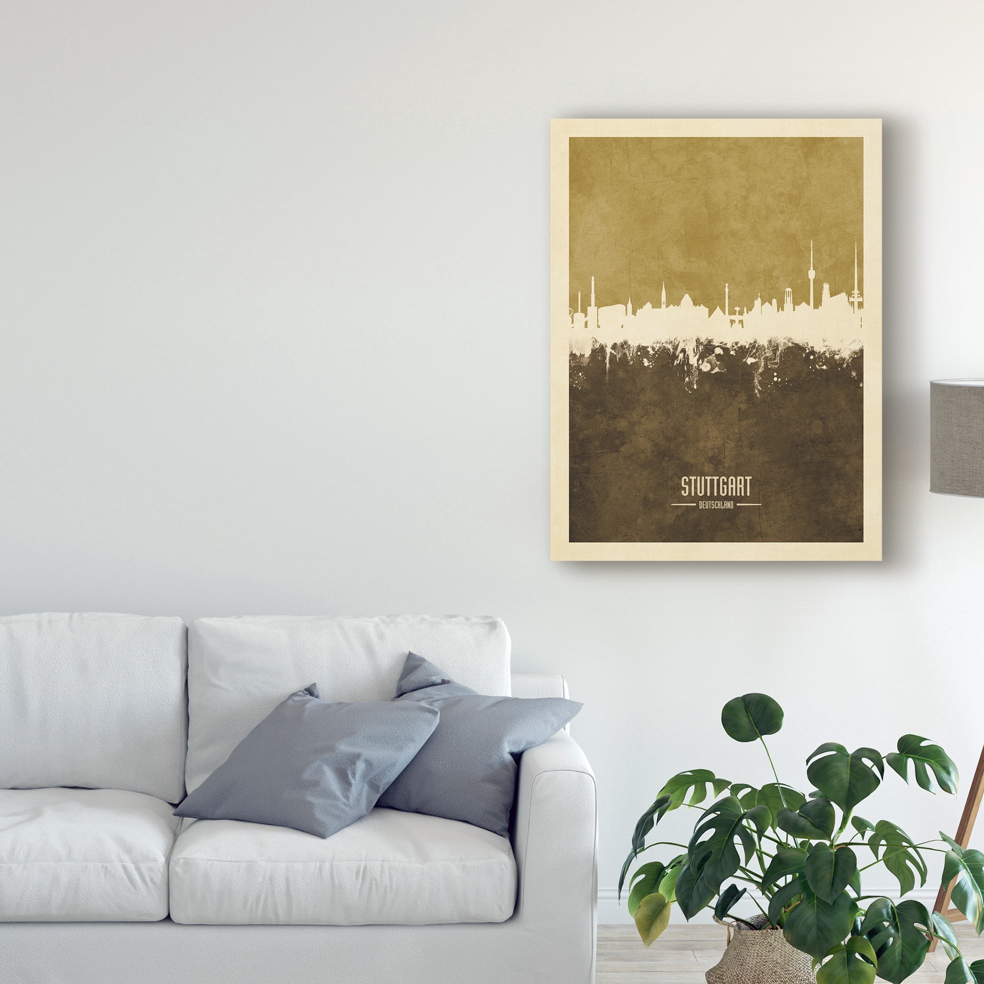 Trademark Fine Art 'Stuttgart Germany Skyline Brown' Canvas Art by Michael Tompsett