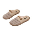 thumbnail image 2 of NexTorq Women's Breathable Linen Mesh Closed Toe Mules, Hollow Out Summer Clogs, Lightweight Casual Slip On Shoes with Adjustable Metal Buckle, Khaki, 35, 2 of 5
