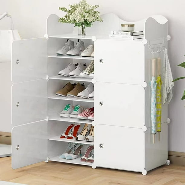 Armario de Almacenamiento con Puertas, Zapatero Portátil con 6 Niveles para 24 Pares de Zapatos ,Organizador para Zapatos con Cerramiento y Soporte