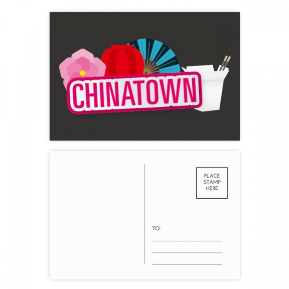 flower fan red china town postcard set birthday mailing thanks greeting card