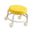 thumbnail image 1 of Taburete bajo con ruedas y poleas, pequeño, redondo y giratorio 360 degree amarillo, 1 of 9