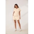 thumbnail image 2 of Women Two Piece Outfits Tracksuit Half Zip Lapel Cap Sleeve Sweatshirt High Waist Drawstring Shorts Set Sweatsuit, 2 of 6