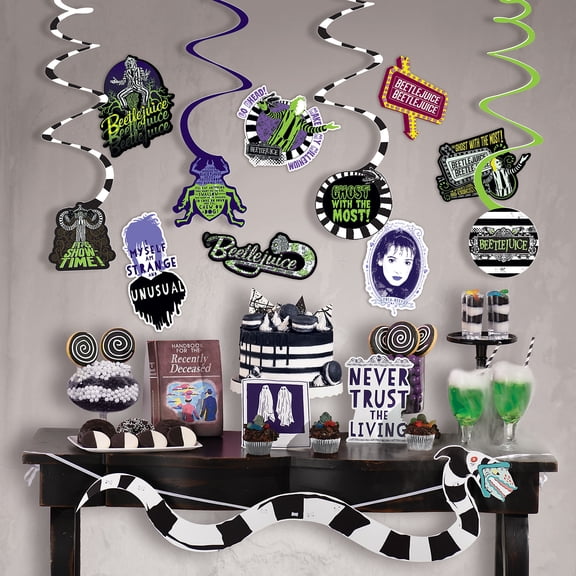 Party City Beetlejuice Room Decoration Halloween Party Supplies, 24 Pieces