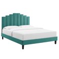 thumbnail image 1 of Modway Elise Lit Plateforme en Velours Style Moderne Très Grand en Vert Sarcelle, 1 of 11