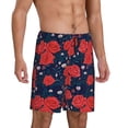 thumbnail image 2 of Balery Rose Flower Pantalones cortos de pijama de punto de algodón para hombre con cinturilla y bolsillos-3X-Large, 2 of 6