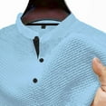 thumbnail image 4 of Tops para hombre, blusas y camisas de cuello redondo y manga corta para hombre, camiseta informal de moda para hombre de color liso con botones y solapa con hebilla de gancho, camiseta de manga corta, 4 of 5