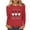 A316 Red, variant on Gnome Christmas Print Long Sleeve T-Shirt for Women Crew Neck Holiday Party Top