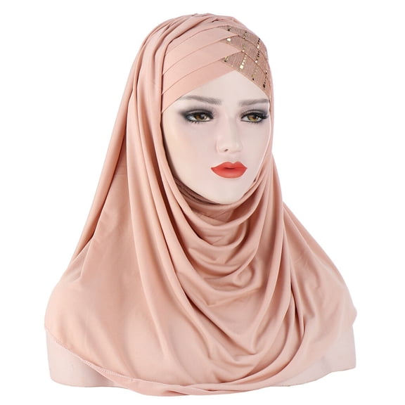 Women Sequin Soft Long Hijab Scarf Turban Hat Head Hair Wrap Shawl Scarves Cap
