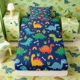 thumbnail image 3 of Manfei Cartoon Dinosaur Animals Twin Sheets,Kawaii Cactus Rainbow Bedding,Blue,3 Pieces,1 Flat Sheet,1 Fitted Sheet and 1 Pillowcase, 3 of 6