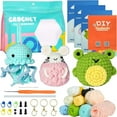 Toys for Girls Beginner Crochet Kit 3 Pcs Animals Crochet Knitting
