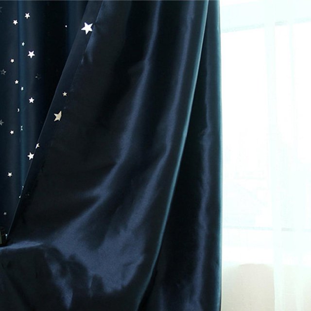 Cortina Deco 4pcs 100x130cm Full Blackout Shading Stars Gancho Ojal Azul oscuro Ndcxsfigh Libre de BPA