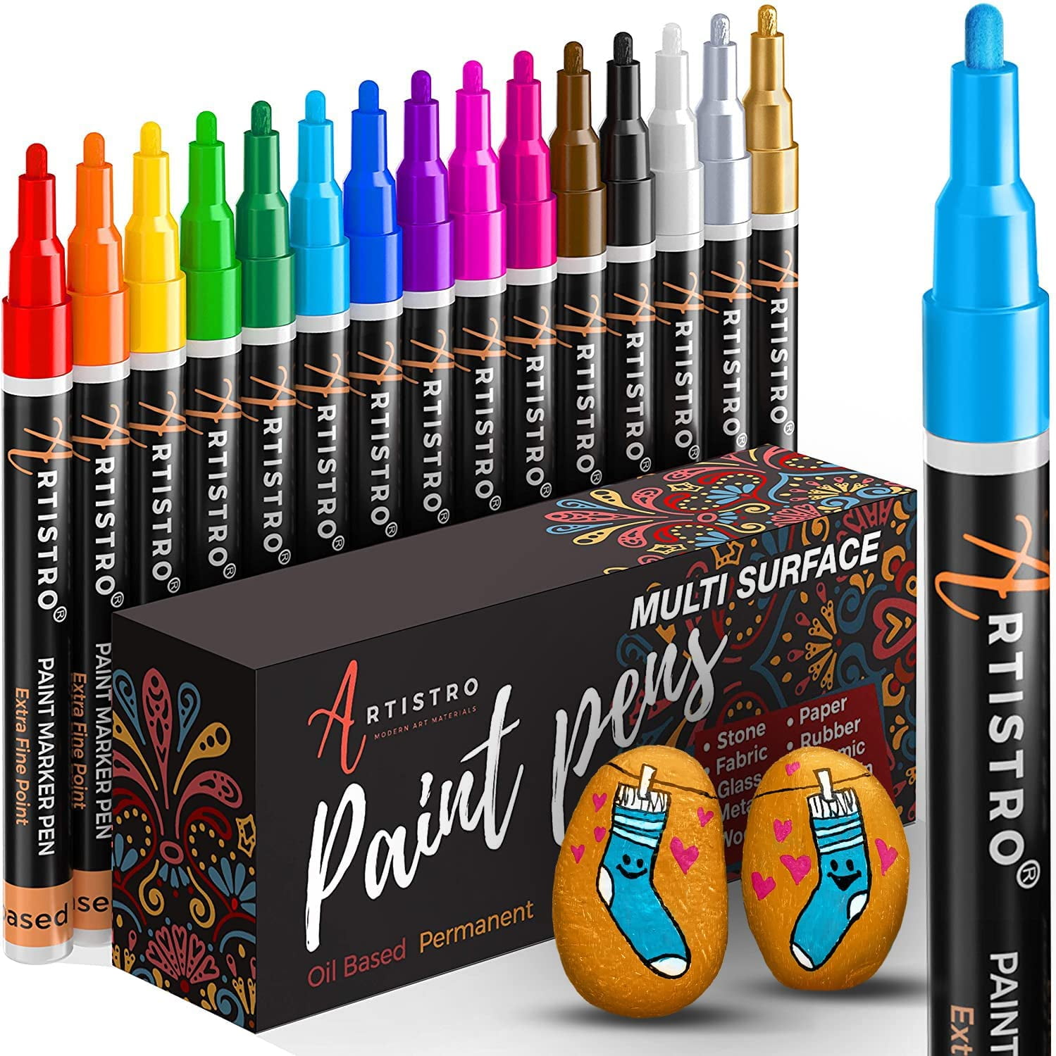 Artistro Oil Based Paint Pens, Fine Tip, 15 Colored Paint Markers ...