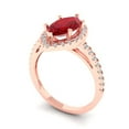 thumbnail image 2 of Halo Engagement Ring for Women - 2.38ct Simulated Ruby in 18K Rose Gold Promise Ring, 2 of 6