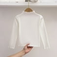 thumbnail image 3 of Ltctricy Girls' T Shirts Toddler Baby Cotton Long Sleeve Mock Neck Ruffle Trim Slim Base Layer Tops Soft Casual Undershirts(White,2-3 Years), 3 of 6