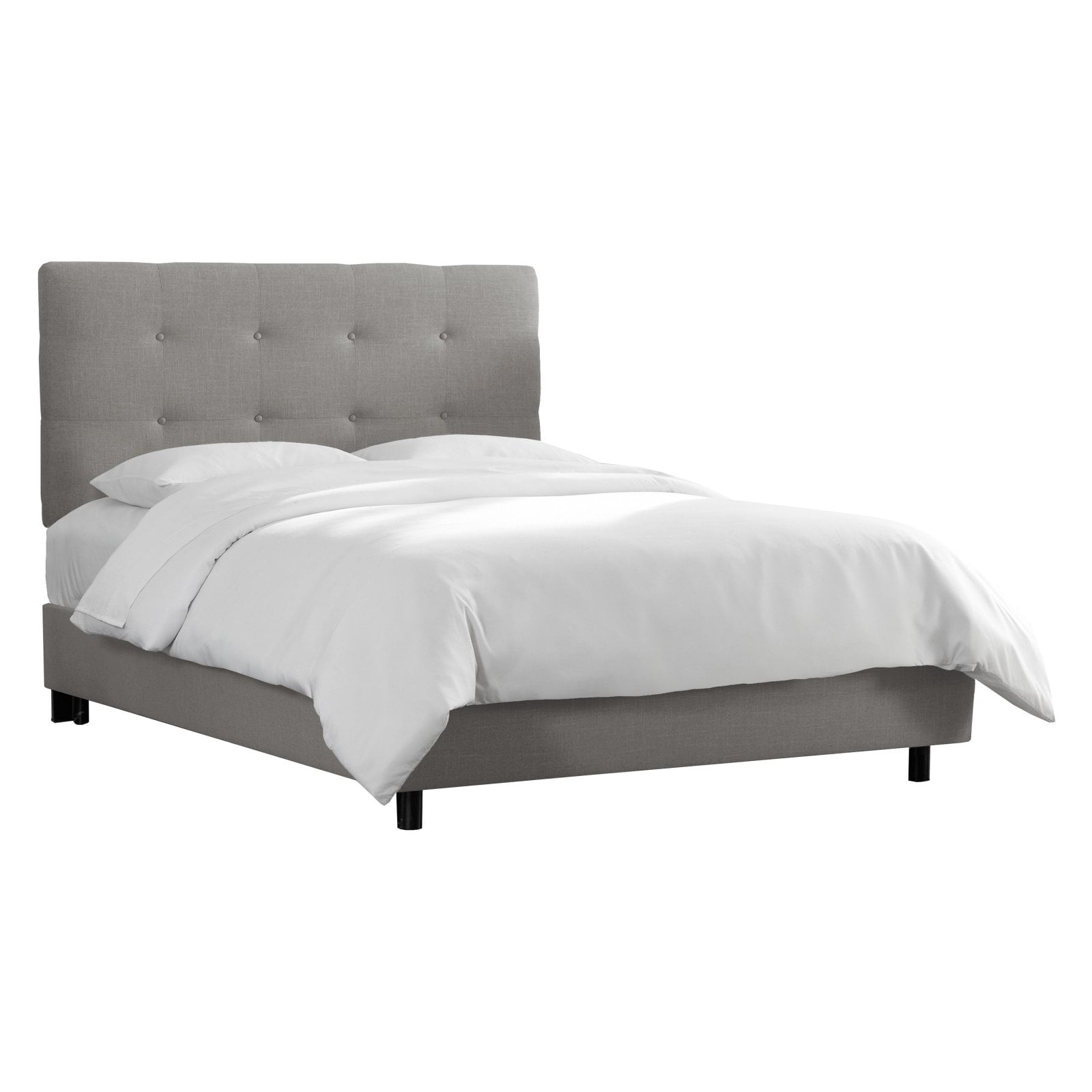 Skyline Furniture Button Tufted Linen Low Profile Upholstered Bed