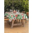 thumbnail image 3 of Outdoor Tablecloth with Umbrella Hole for Patio/Picnic/Party/Camping, Watermelon Waterproof Table Cloth Rectangle Table Cover Washable, Watercolor Fruits Green Palm Leaves Striped (60"x 84"), 3 of 9