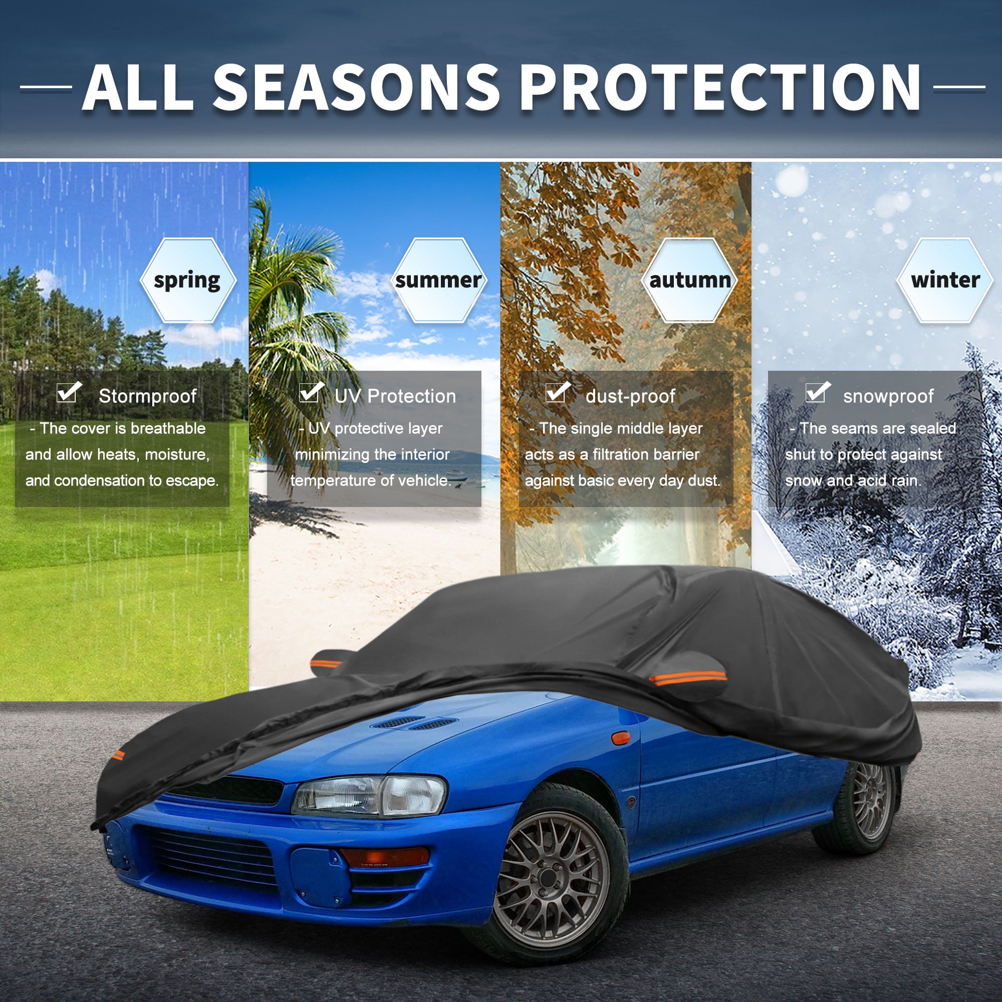 Unique Bargains Aluminum Car Cover for Subaru Impreza Sedan 179.13"x72.83"x55.12"