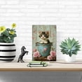 thumbnail image 3 of Vintage Cat Bathing Metal Tin Sign, Iron Wall Decor for Indoor Outdoor, Retro Floral Feline Themed Hanging Plaque for Home, Bedroom, Office, Cafe, Bar - Pack of 1, 8x12 Inch, 3 of 7
