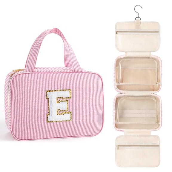 Neceser TOPEAST Teen Girl Initial Makeup Pink Seersucker