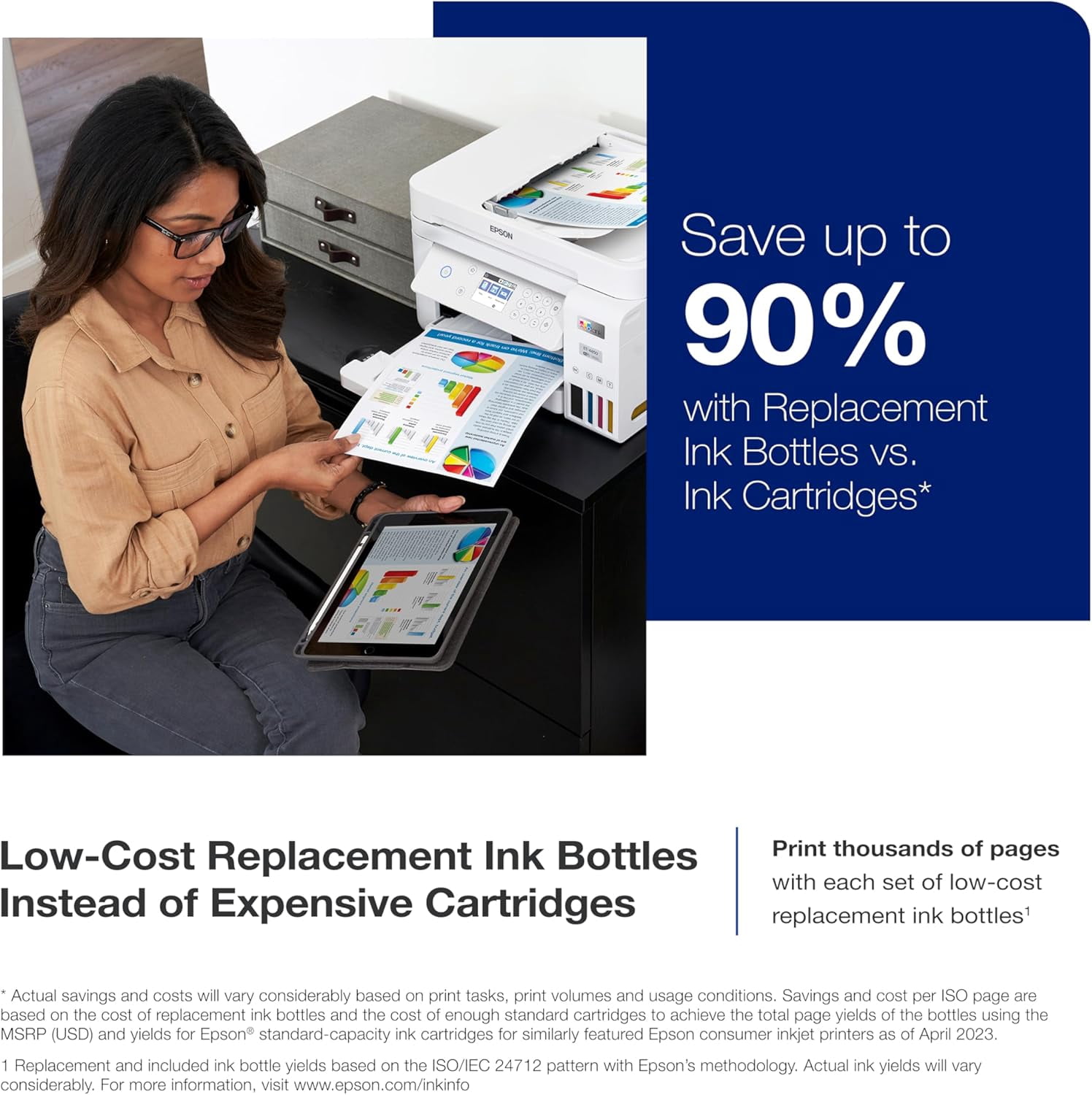Epson EcoTank ET-3843 Wireless Color All-in-One Cartridge-Free Supertank Printer with Scanner, Copier, ADF and Ethernet-for The Ultimate Home Office, White (Sold without manufacturer warranty)