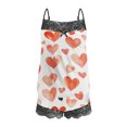 thumbnail image 4 of Women's Valentine's Day Lace Sleeveless Tank Top with Spliced Shorts Casual Pajama Set, 4 of 5
