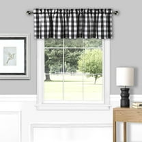 Black White Buffalo Plaid Valance Linen Sheer Cafe Curtain Buffalo Check Plaid Rod Pocket Rustic Farmhouse Kitchen Window Treatment for Living Room Bedroom,1 Panel, 55''''x15'''', Black and White