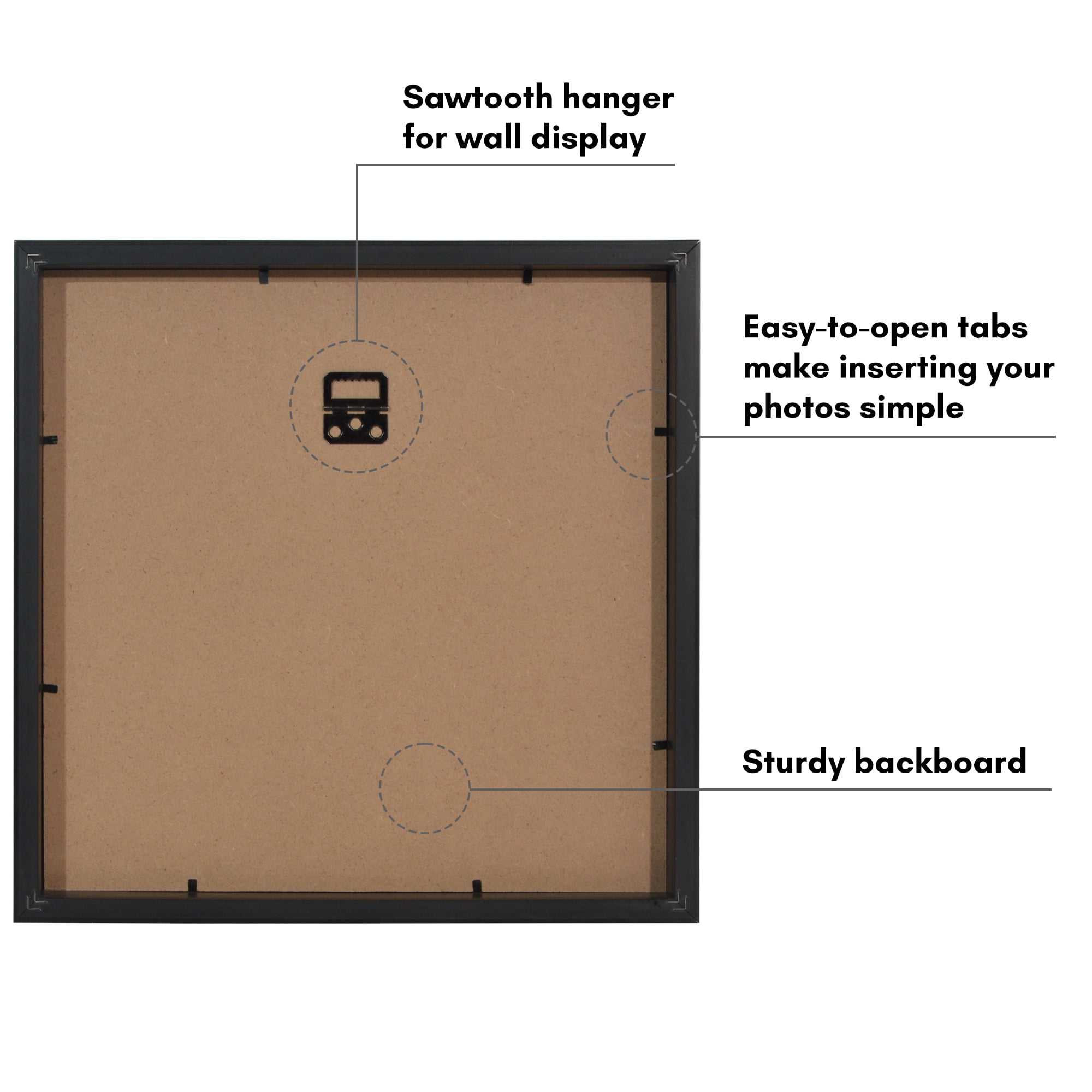 Americanflat 12x12 Picture Frame with Polished Plexiglass with 10x10 Mat Display Photo Soho Collection - Black