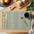 thumbnail image 2 of Green Flower Branch Placemats Set of 6 Spring Summer Farmhouse Botanical Place Mats Indoor Wipeable Table Mats Washable Cloth Dining Table Placemats for Kitchen Holiday Party Home Decor 13x19 Inch, 2 of 9