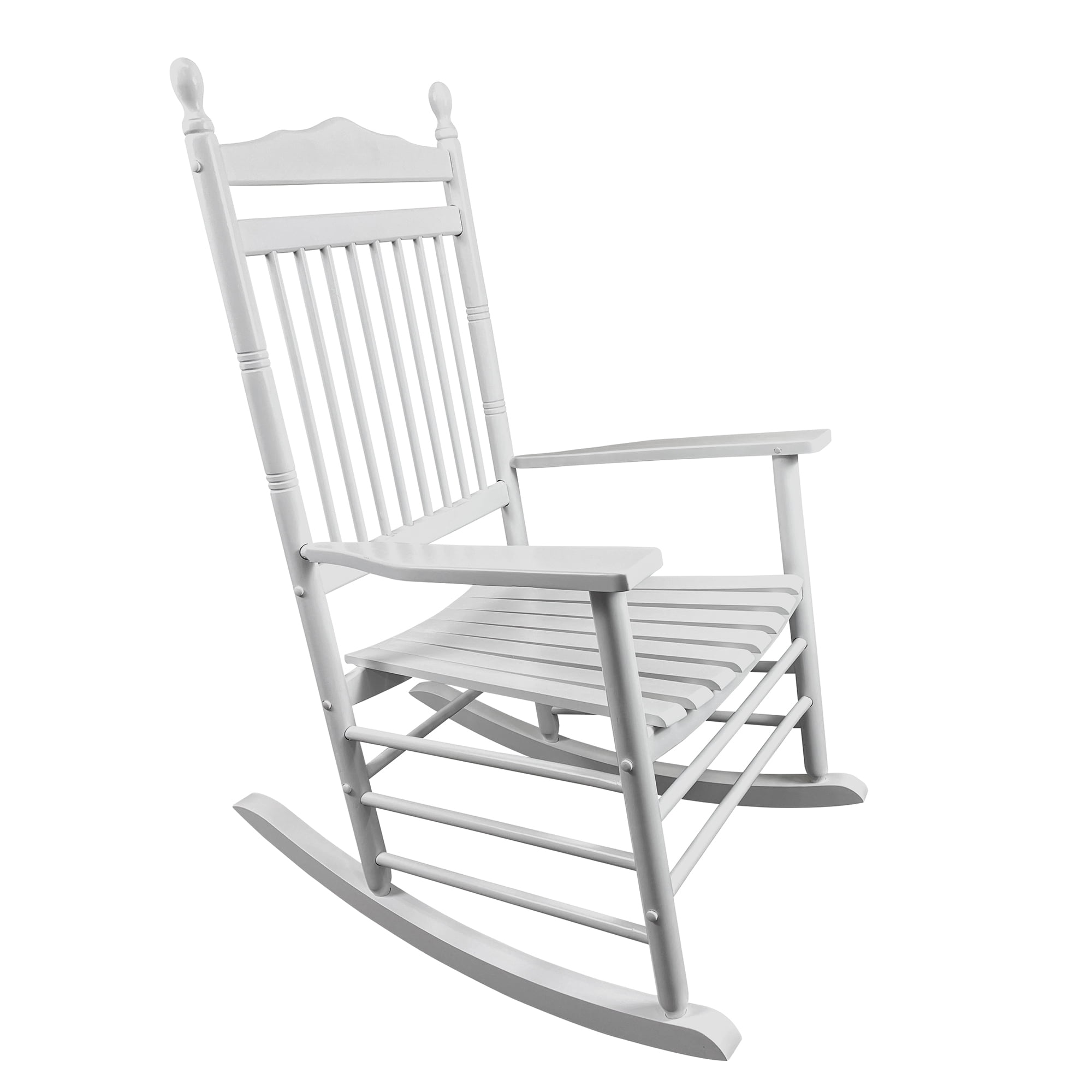Adult Wooden Rocking Chair, Solid Hardwood Balcony Leisure Rocker for Patio Deck Garden, White