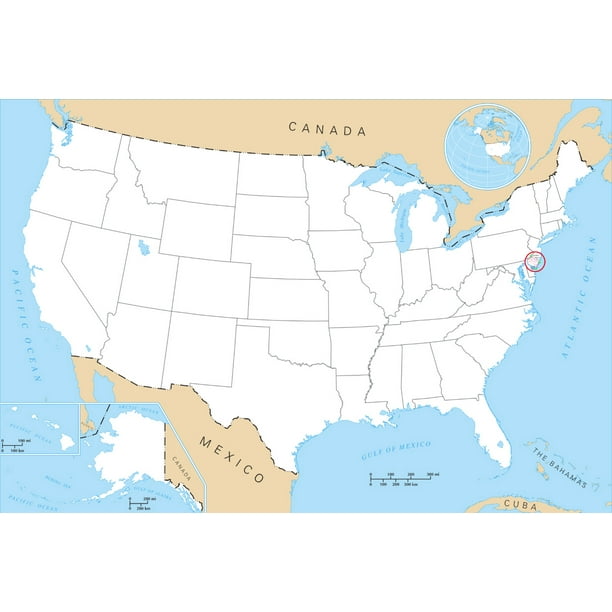 Blank United States Map North America Usa-20 Inch By 30 Inch Laminated Poster With Bright Colors And Vivid Imagery-Fits Perfectly In Many Attractive Frames - Walmart.com