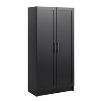 Pemberly Row Engineered Wood 32" Storage Cabinet with Shaker Doors in Black