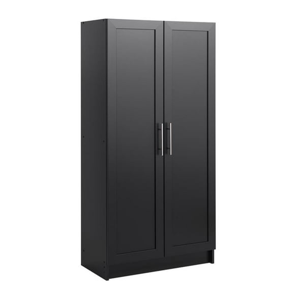 Pemberly Row Engineered Wood 32" Storage Cabinet with Shaker Doors in Black